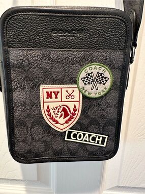 Coach Black Signature Crossbody Messenger with Crest Patches